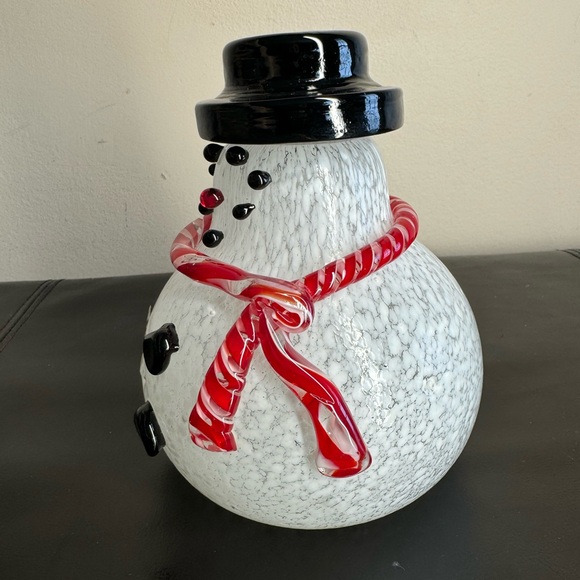 Hqt Handblown Art Glass Snowman with black hat - Picture 3 of 8